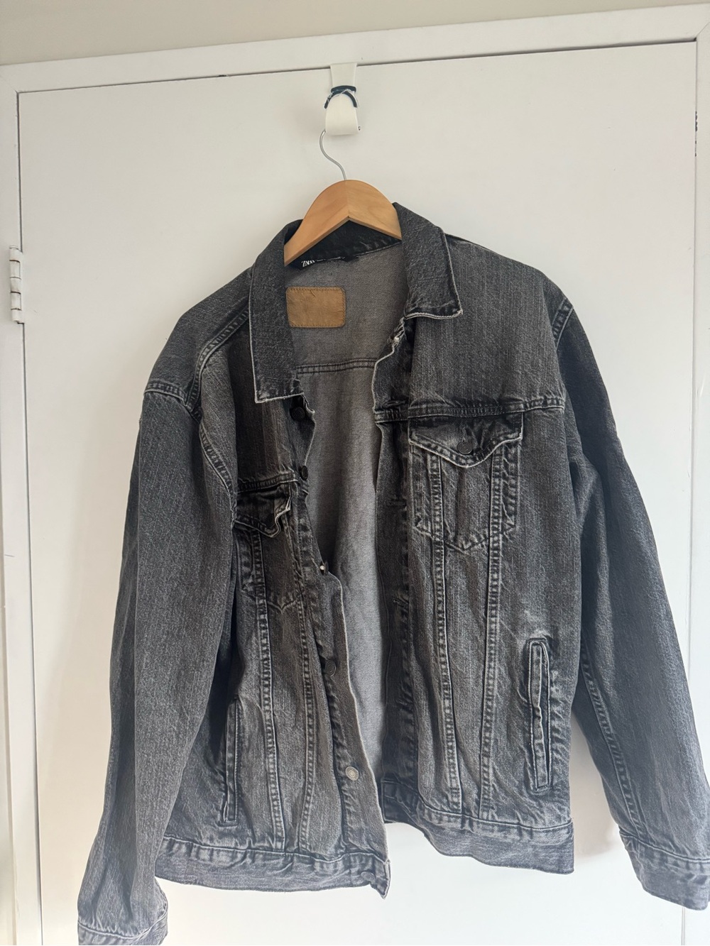 Zara Men's Washed Gray Denim Jacket